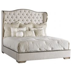 BEDS - Queen, King & California King Sizes Bed with tufted headboard in a elegant platinum linen