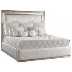 BEDS - Queen, King & California King Sizes Bed with quilted platinum headboard with distressed wooden detailing 2