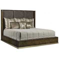 Queen and King Sized Beds Bed in a luxurious combination of wood and fabric 2