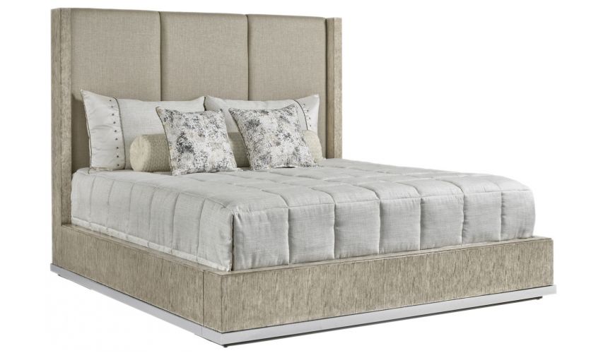 Queen and King Sized Beds Bed in a luxurious combination of wood and fabric