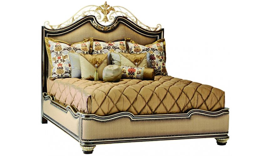 Queen and King Sized Beds French style bed with intricately scrolled headboard
