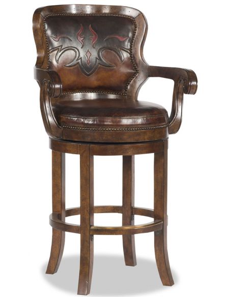 Western Leather Applique Bar Chair