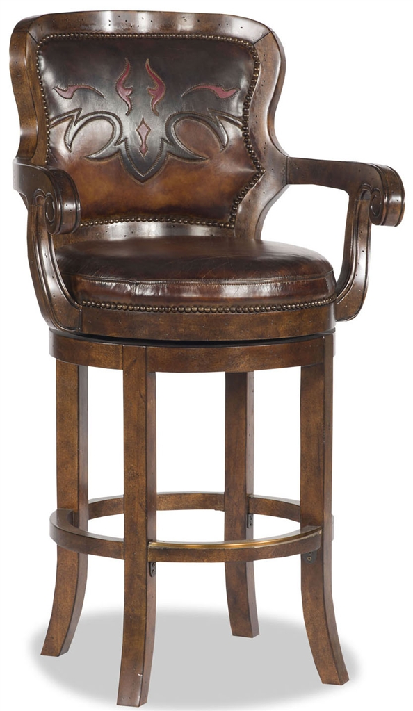 Home Bar Furniture Western Leather Applique Bar Chair