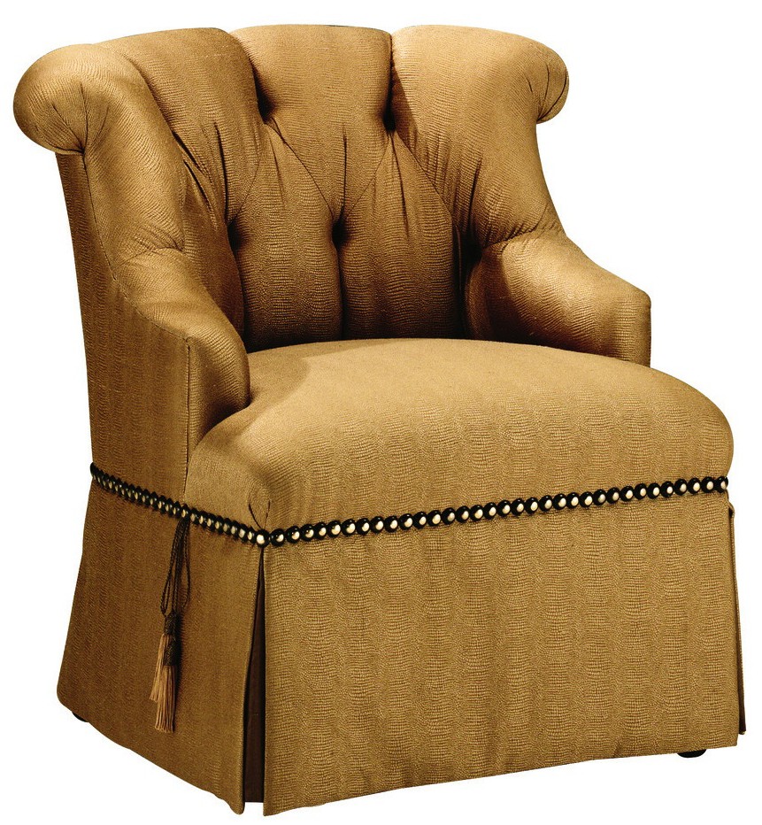 CHAIRS - Leather, Upholstered, Accent Stunning skirted armchair