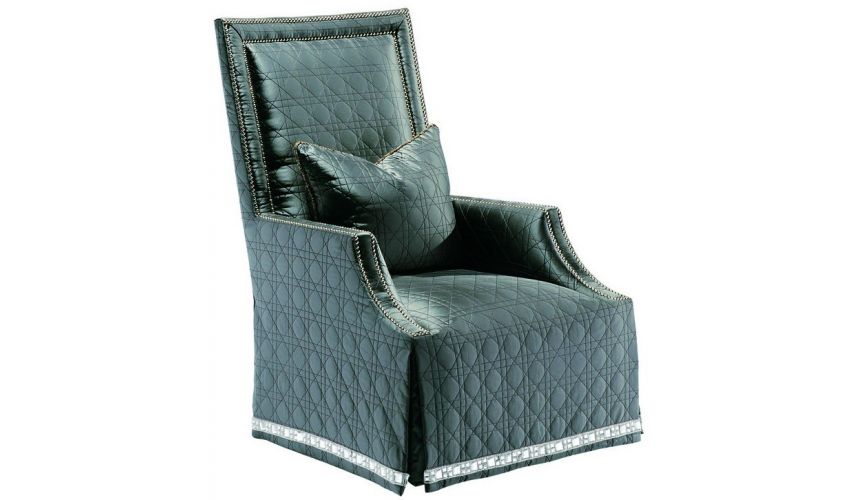 Quilted straight back armchair