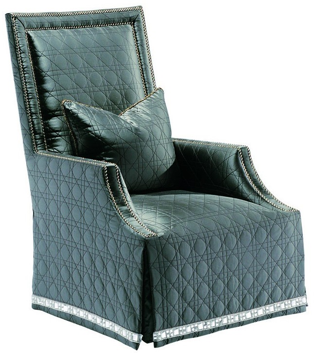 CHAIRS - Leather, Upholstered, Accent Quilted straight back armchair