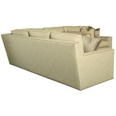 SECTIONALS - Leather & High End Upholstered Furniture Sectional covered in ivory fabric with nailhead trim 2