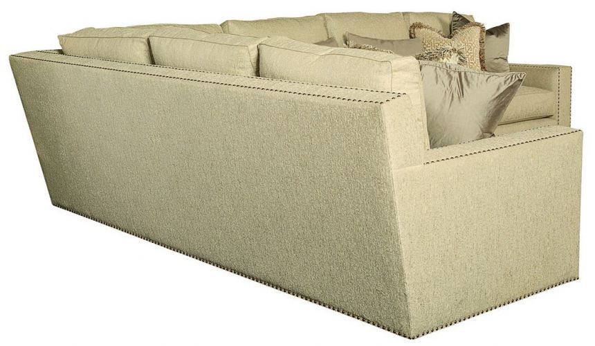 SECTIONALS - Leather & High End Upholstered Furniture Sectional covered in ivory fabric with nailhead trim