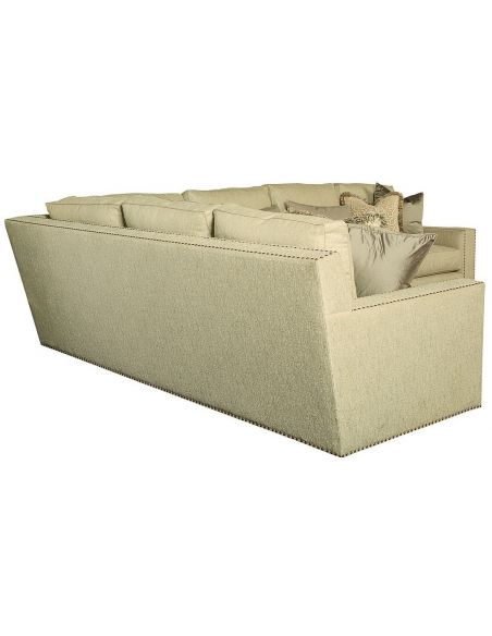 SECTIONALS - Leather & High End Upholstered Furniture Sectional covered in ivory fabric with nailhead trim