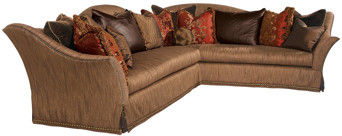 SECTIONALS - Leather & High End Upholstered Furniture Sectional with textured fabric, nailhead trim, and chic accent pillows