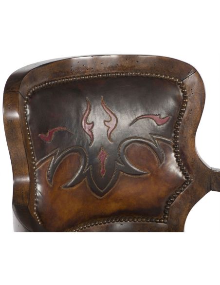 Home Bar Furniture Western Leather Applique Bar Chair
