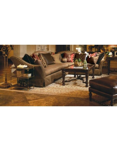 SECTIONALS - Leather & High End Upholstered Furniture Sectional with textured fabric, nailhead trim, and chic accent pillows