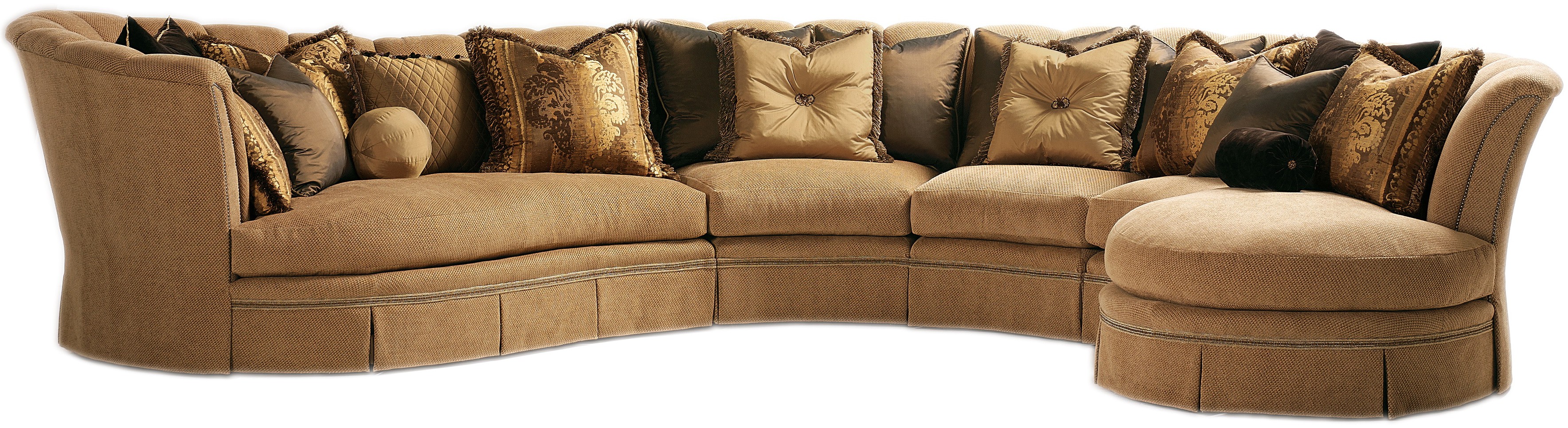 SECTIONALS - Leather & High End Upholstered Furniture Sectional with curved lines and coordinating accent pillows
