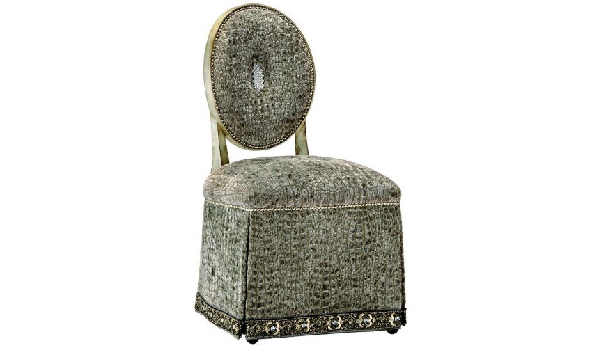 CHAIRS, Leather, Upholstered, Accent Unique slipper chair with beautiful textured fabric