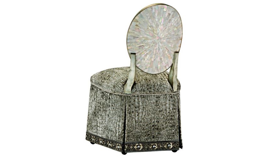 CHAIRS, Leather, Upholstered, Accent Unique slipper chair with beautiful textured fabric