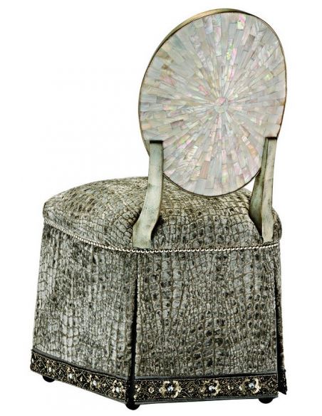 CHAIRS, Leather, Upholstered, Accent Unique slipper chair with beautiful textured fabric