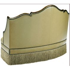 SETTEES, CHAISE, BENCHES Leather settee with wood trim and chic fringed skirt 2