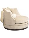 SETTEES, CHAISE, BENCHES Ivory rounded barrel style chair with nailhead trim