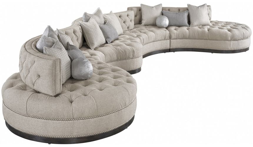 SECTIONALS - Leather & High End Upholstered Furniture Oversized dove grey sectional with curved lines, tufted cushions, and n...