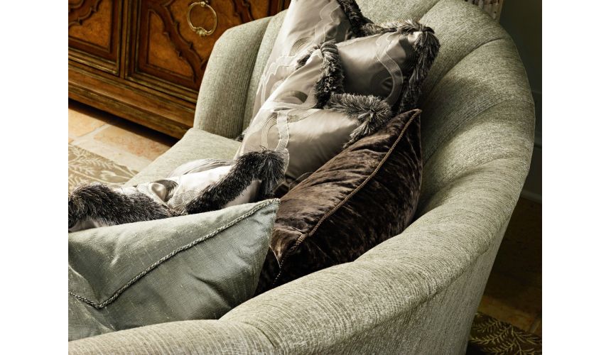 SOFA, COUCH & LOVESEAT Curved back sofa in a gorgeous slate grey fabric