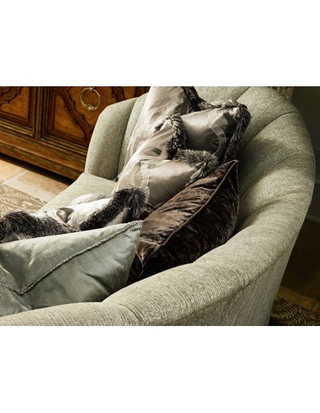 Curved back sofa in a gorgeous slate grey fabric