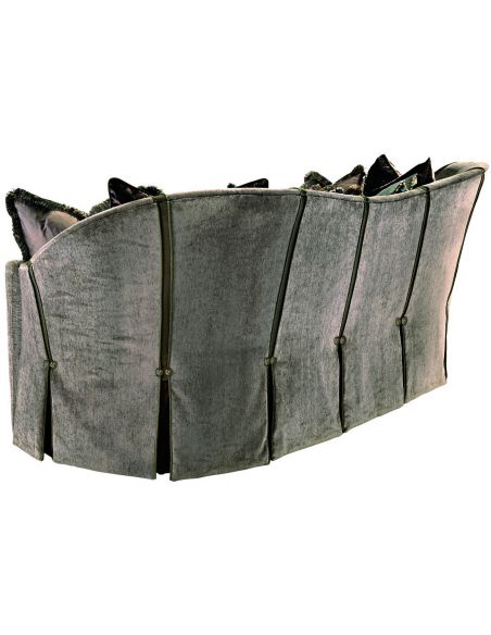 SOFA, COUCH & LOVESEAT Dove grey sofa with elegant curved back and intricate trim