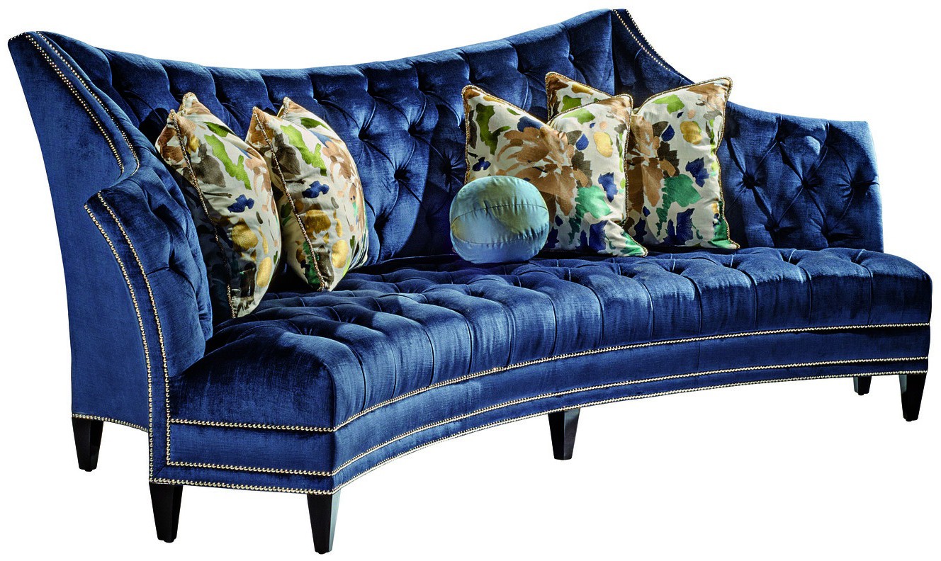 SOFA, COUCH & LOVESEAT Contemporary style blue tufted sofa