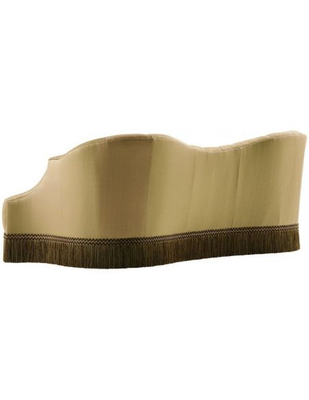 SOFA, COUCH & LOVESEAT Bisque colored sofa with beautiful curved lines and fringed skirt