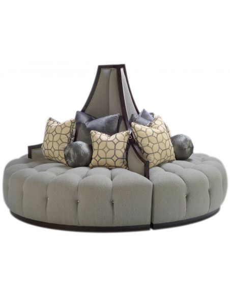 SETTEES, CHAISE, BENCHES Elegant dove grey round sofa