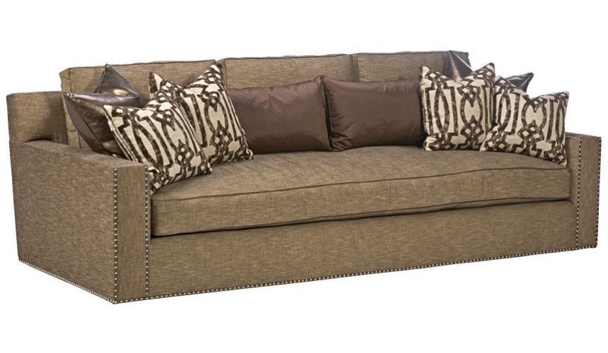 SOFA, COUCH & LOVESEAT Sleek steal grey sofa with chic nailhead trim