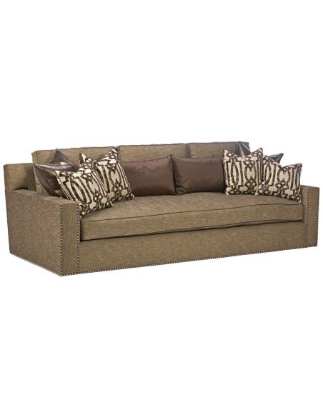 SOFA, COUCH & LOVESEAT Sleek steal grey sofa with chic nailhead trim