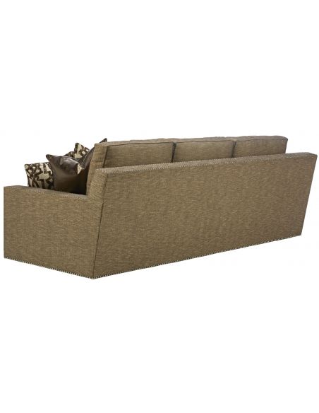 SOFA, COUCH & LOVESEAT Sleek steal grey sofa with chic nailhead trim