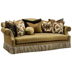 SOFA, COUCH & LOVESEAT Rolled back sofa with a chic fringed skirt