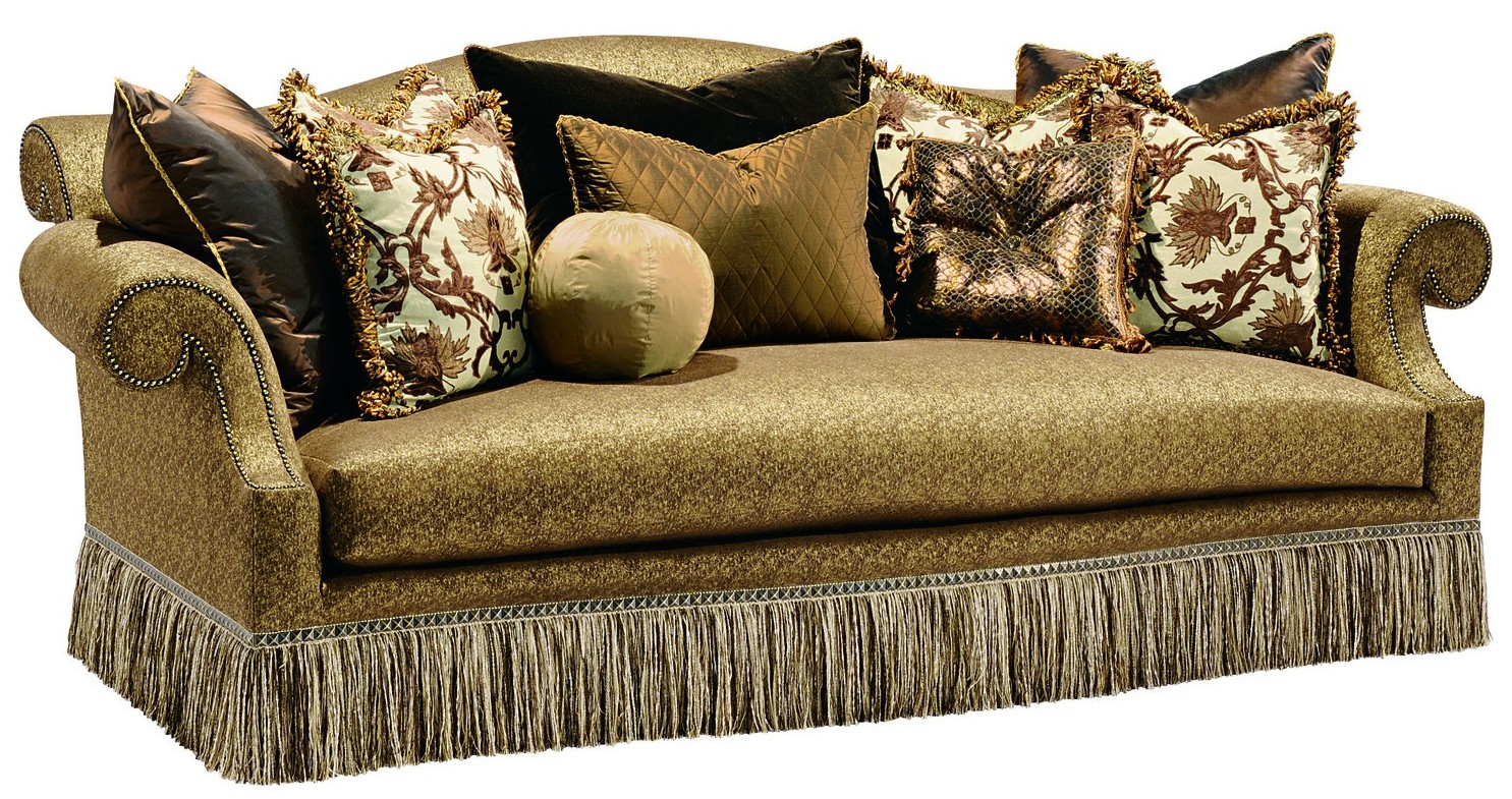 SOFA, COUCH & LOVESEAT Rolled back sofa with a chic fringed skirt