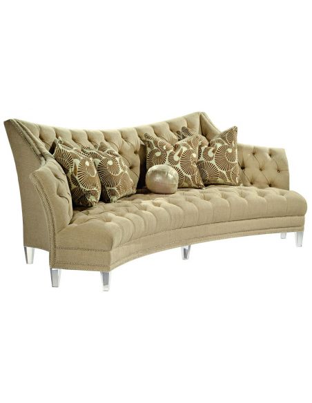 Contemporary style sofa covered in a sophisticated oatmeal fabric 