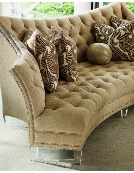 SOFA, COUCH & LOVESEAT Contemporary style sofa covered in a sophisticated oatmeal fabric