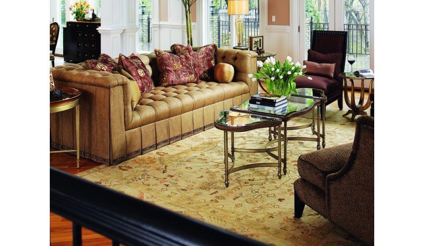 SOFA, COUCH & LOVESEAT Sofa with unique tufted seats and intricate pleats