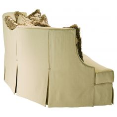 SOFA, COUCH & LOVESEAT Sofa in a lux cream fabric with hand carved wooden details 2
