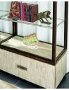 Breakfronts & China Cabinets Display case with glass shelves and inlay detail on the drawer