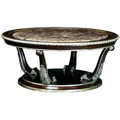 Round and Oval Coffee tables Round cocktail table with decorative metal work 2