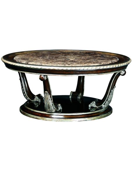 Round and Oval Coffee tables Round cocktail table with decorative metal work