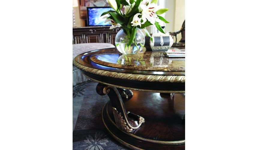 Round and Oval Coffee tables Round cocktail table with decorative metal work