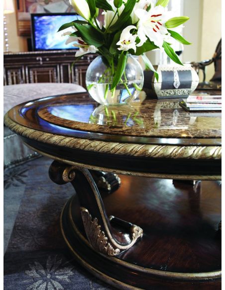 Round and Oval Coffee tables Round cocktail table with decorative metal work