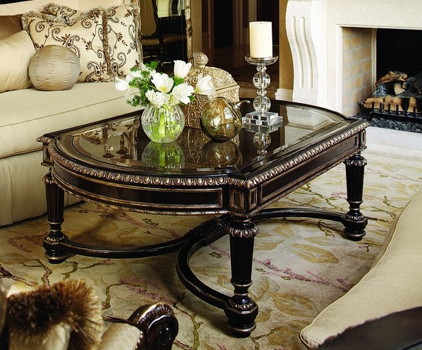 Round and Oval Coffee tables Cocktail table with beautiful metal work detail