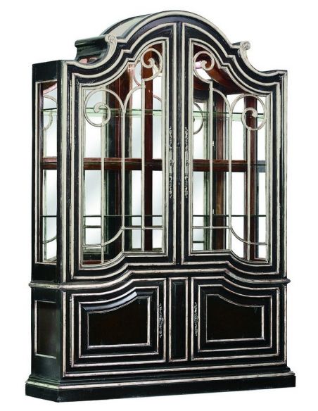 Glass front china cabinet with art deco influence
