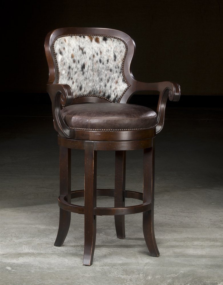 Upscale Bar Furniture Luxury Leather Furniture, Swivel Bar Chair With Hair Hide
