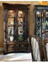 Breakfronts & China Cabinets Old world display case with glass doors adorned with metal lattice detail
