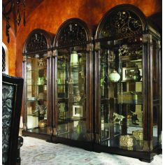 Breakfronts & China Cabinets Glass china cabinet with scrolling metal work 2