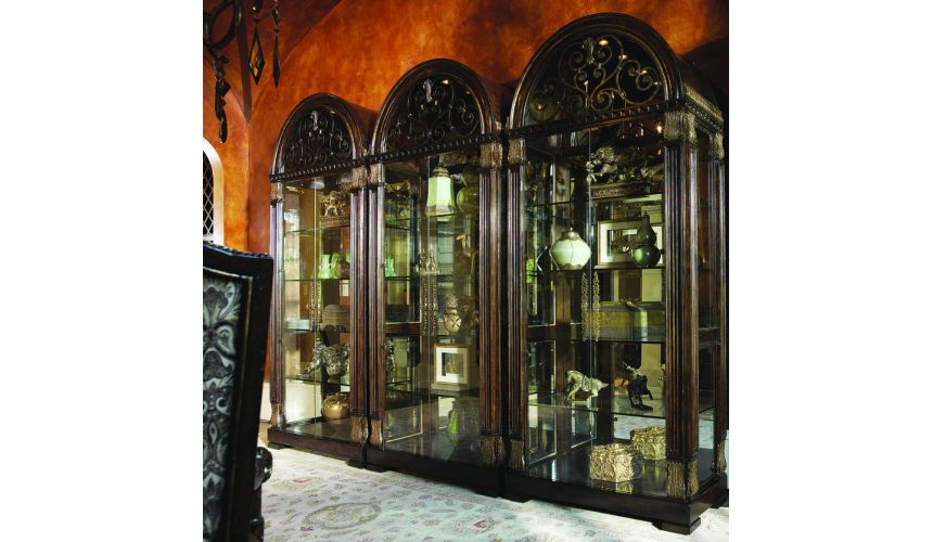 Breakfronts & China Cabinets Glass china cabinet with scrolling metal work