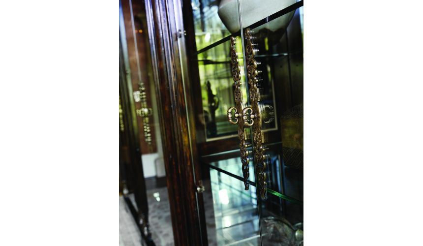 Breakfronts & China Cabinets Glass china cabinet with scrolling metal work